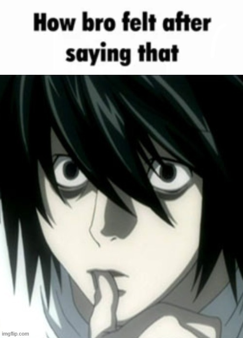 How bro felt after saying that(L Lawliet) | image tagged in how bro felt after saying that l lawliet | made w/ Imgflip meme maker