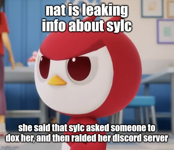 flugburgr | nat is leaking info about sylc; she said that sylc asked someone to dox her, and then raided her discord server | image tagged in flugburgr | made w/ Imgflip meme maker