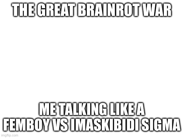 Who will win? :3 (Skibidisigma: I would stop using :3) | THE GREAT BRAINROT WAR; ME TALKING LIKE A FEMBOY VS IMASKIBIDI SIGMA | made w/ Imgflip meme maker