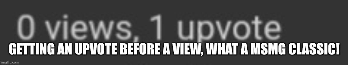 GETTING AN UPVOTE BEFORE A VIEW, WHAT A MSMG CLASSIC! | image tagged in msmg,upvotes,views | made w/ Imgflip meme maker