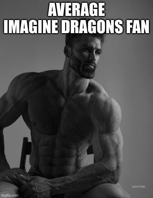 Best band ever | AVERAGE IMAGINE DRAGONS FAN | image tagged in giga chad,imagine dragons,fans | made w/ Imgflip meme maker