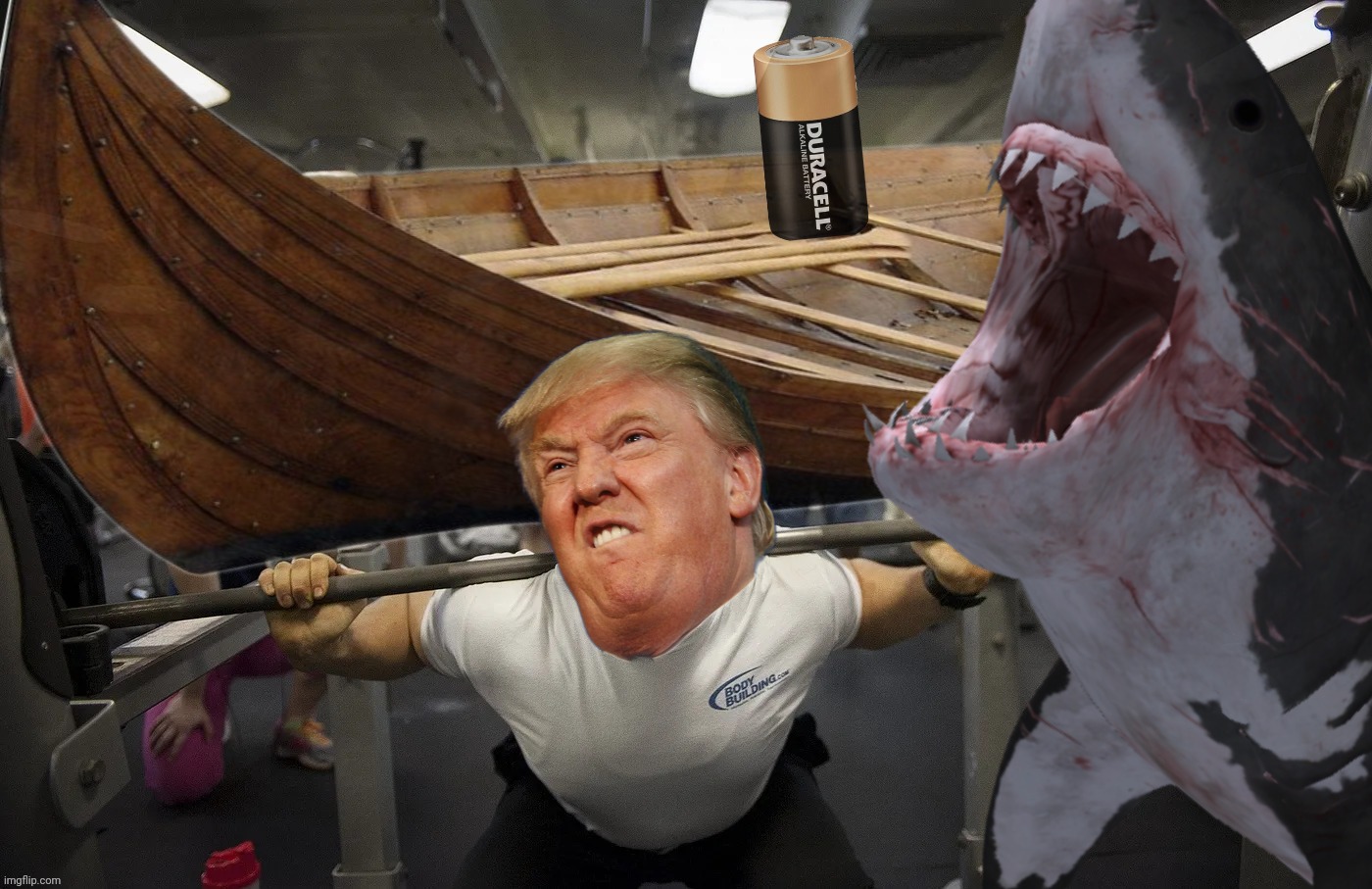 Trump EV boat shark Version 3, the final one | image tagged in trump,ev boat,ev battery,boats,shark | made w/ Imgflip meme maker