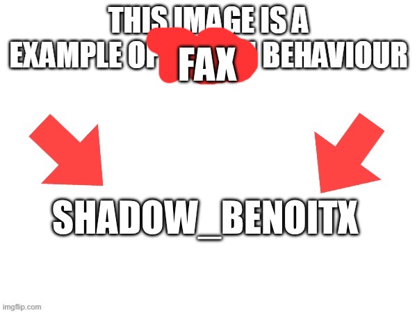 This image is a example of clown behaviour | FAX SHADOW_BENOITX | image tagged in this image is a example of clown behaviour | made w/ Imgflip meme maker