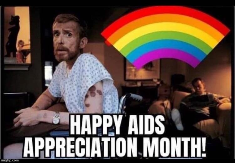 Happy AIDS Appreciation Month | image tagged in aids,another infected dick sucker,asshole injected death sentence,gay,got aids yet | made w/ Imgflip meme maker