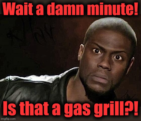 Kevin Hart Meme | Wait a damn minute! Is that a gas grill?! | image tagged in memes,kevin hart | made w/ Imgflip meme maker