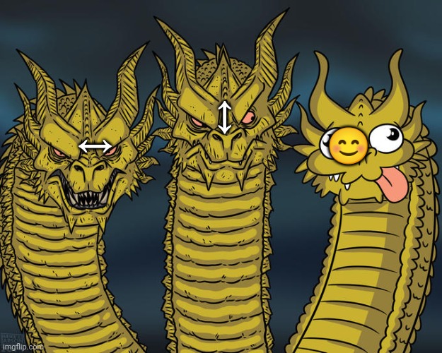 Three-headed Dragon | ? ↔️ ↕️ | image tagged in three-headed dragon | made w/ Imgflip meme maker