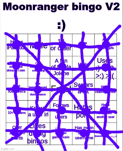 Moonranger bingo V2 | image tagged in moonranger bingo v2 | made w/ Imgflip meme maker