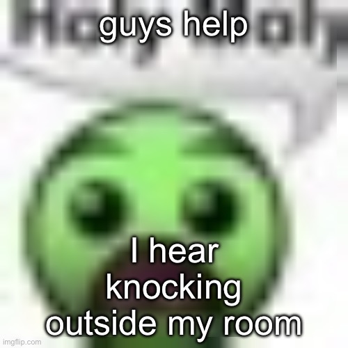 holy moly | guys help; I hear knocking outside my room | image tagged in holy moly | made w/ Imgflip meme maker