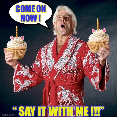 Wooo !  : ) | COME ON
NOW ! “ SAY IT WITH ME !!!” | image tagged in rick flair | made w/ Imgflip meme maker