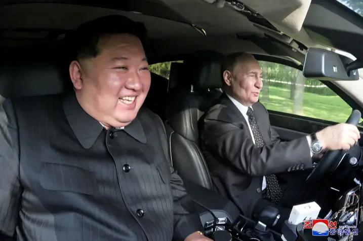 Putin and Kim In car Blank Meme Template