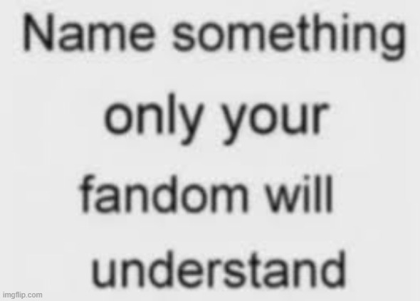 Name something only your fandom will understand | image tagged in name something only your fandom will understand | made w/ Imgflip meme maker