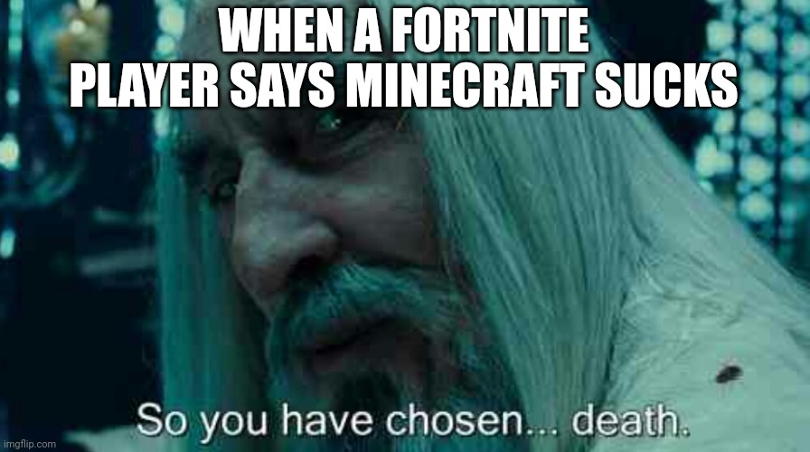 So you have chosen death | WHEN A FORTNITE PLAYER SAYS MINECRAFT SUCKS | image tagged in so you have chosen death | made w/ Imgflip meme maker