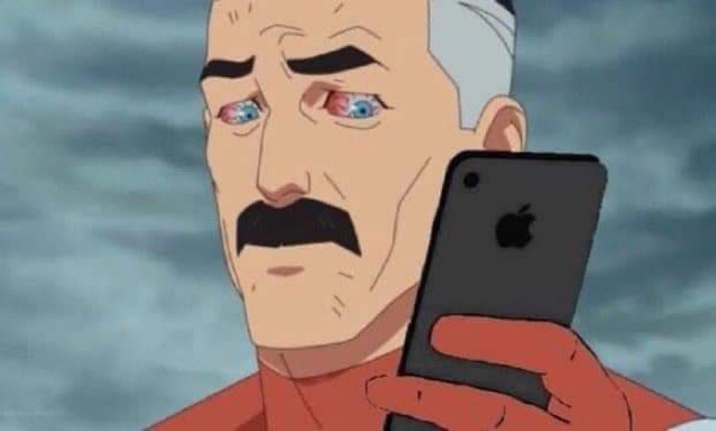 High Quality Omniman looking at phone 2 Blank Meme Template