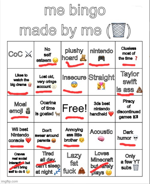 trash bingo made by trash | image tagged in trash bingo made by trash | made w/ Imgflip meme maker