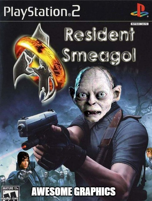 memes by Brad - Resident Evil play on words Resident Smeagol | AWESOME GRAPHICS | image tagged in funny,gaming,lord of the rings,resident evil,video games,computer games | made w/ Imgflip meme maker