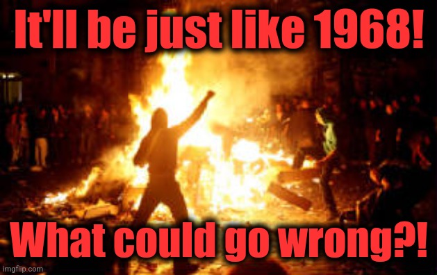 Anarchy Riot | It'll be just like 1968! What could go wrong?! | image tagged in anarchy riot | made w/ Imgflip meme maker