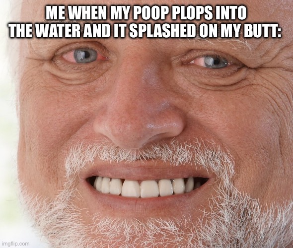 Uncomfortable | ME WHEN MY POOP PLOPS INTO THE WATER AND IT SPLASHED ON MY BUTT: | image tagged in uncomfortable | made w/ Imgflip meme maker