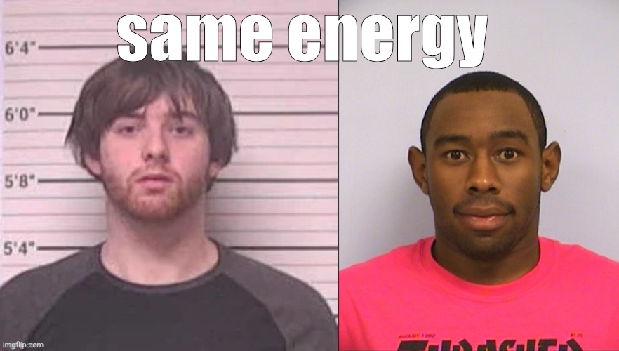 same energy | image tagged in live lazy_mazy's mugshot reaction,tyler mugshot | made w/ Imgflip meme maker