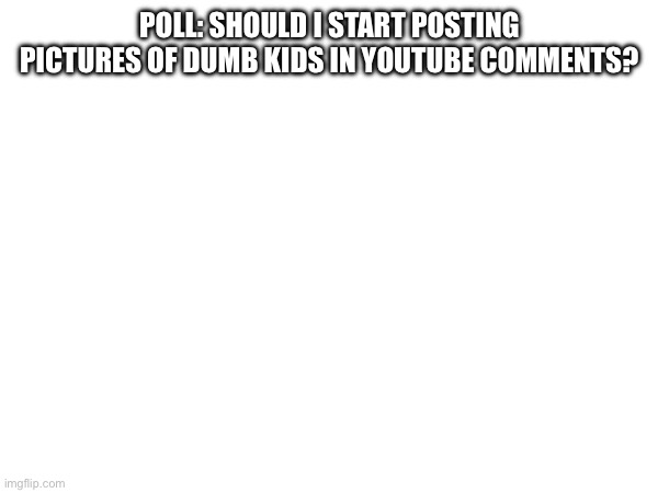 POLL: SHOULD I START POSTING PICTURES OF DUMB KIDS IN YOUTUBE COMMENTS? | made w/ Imgflip meme maker
