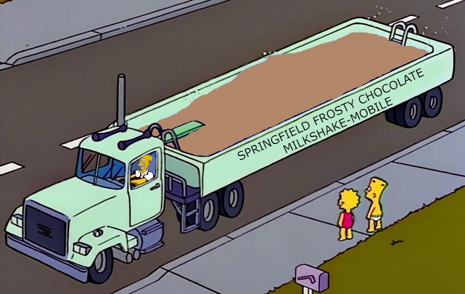 SPRINGFIELD FROSTY CHOCOLATE 
MILKSHAKE-MOBILE | image tagged in meme,memes,funny,bortposting,simpsons | made w/ Imgflip meme maker