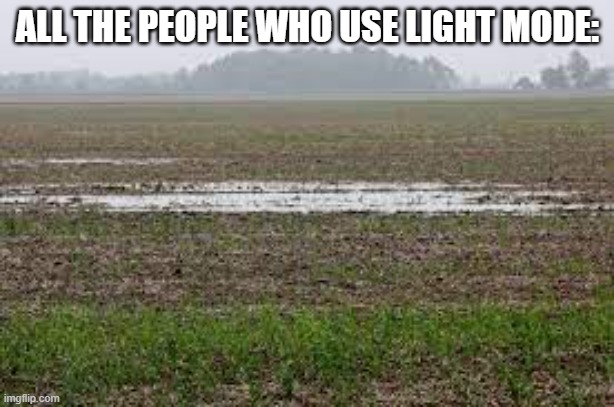 Depressing feild | ALL THE PEOPLE WHO USE LIGHT MODE: | image tagged in depressing feild | made w/ Imgflip meme maker