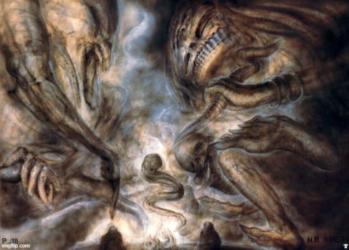 concept art by H. R. Giger for Poltergeist 2 (1986) | image tagged in poltergeist,horror movies,artwork,1980s,horror | made w/ Imgflip meme maker