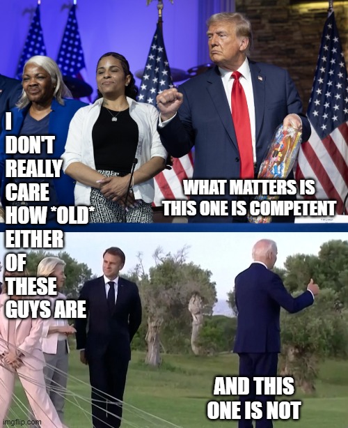 Stop saying Biden is too old... it's not about age, but ability.  Ask Chuck Norris! | I DON'T REALLY CARE HOW *OLD* EITHER OF THESE GUYS ARE; WHAT MATTERS IS THIS ONE IS COMPETENT; AND THIS ONE IS NOT | image tagged in mental health,joe biden,donald trump,incompetence | made w/ Imgflip meme maker