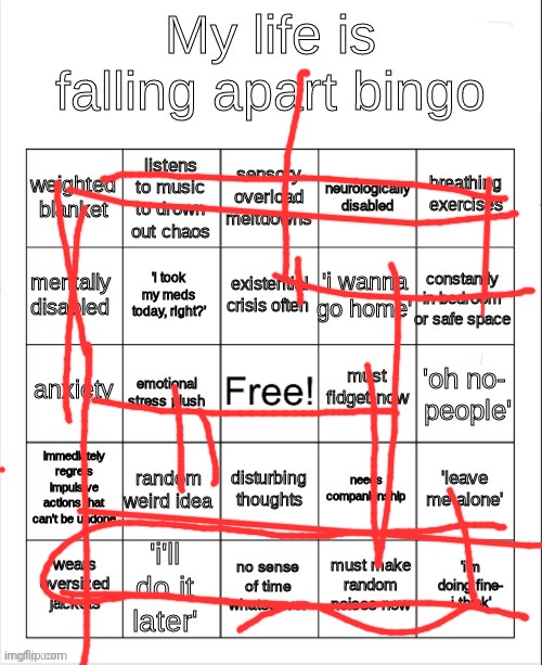 my life is falling apart bingo | image tagged in my life is falling apart bingo | made w/ Imgflip meme maker
