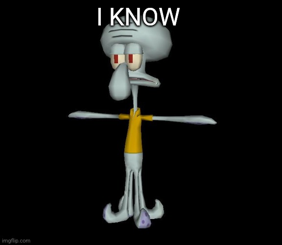 Squidward t-pose | I KNOW | image tagged in squidward t-pose | made w/ Imgflip meme maker