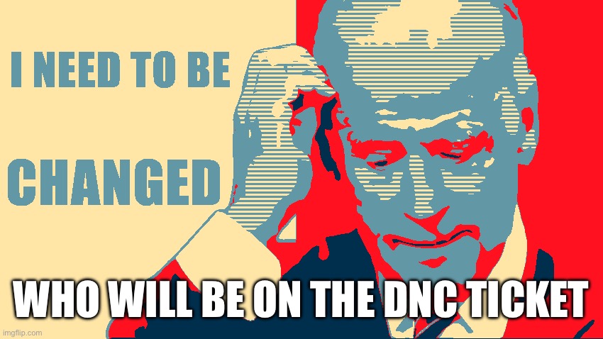 DNC who will be next | WHO WILL BE ON THE DNC TICKET | image tagged in i need to be changed,memes,funny,gifs | made w/ Imgflip meme maker