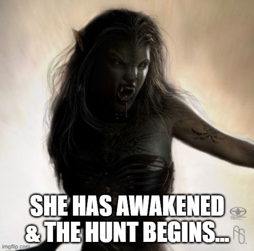 The huntress | SHE HAS AWAKENED & THE HUNT BEGINS... | image tagged in memes | made w/ Imgflip meme maker