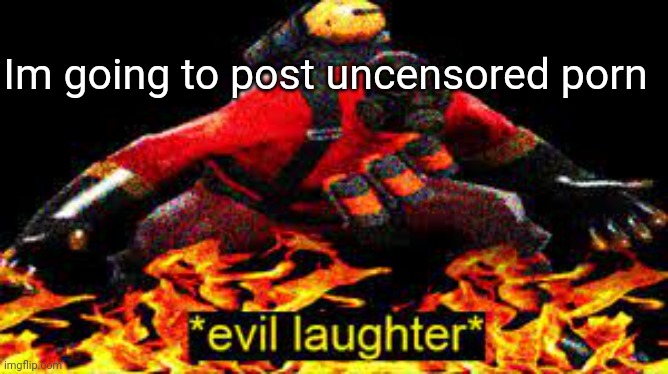 *evil laughter* | Im going to post uncensored porn | image tagged in evil laughter | made w/ Imgflip meme maker
