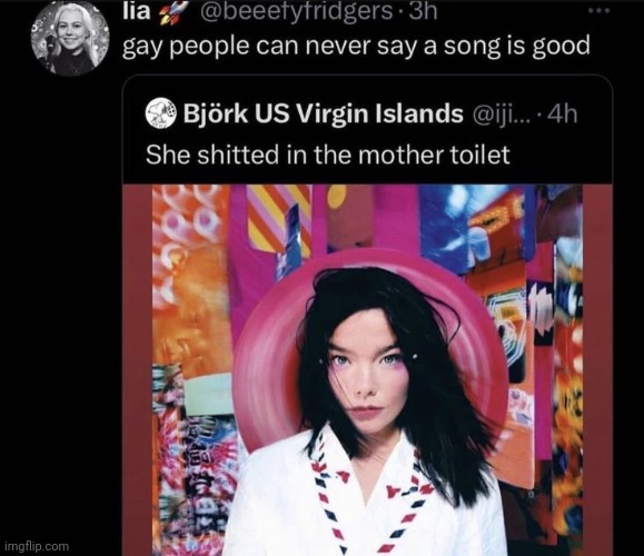 Mother is mothering | image tagged in bjork | made w/ Imgflip meme maker