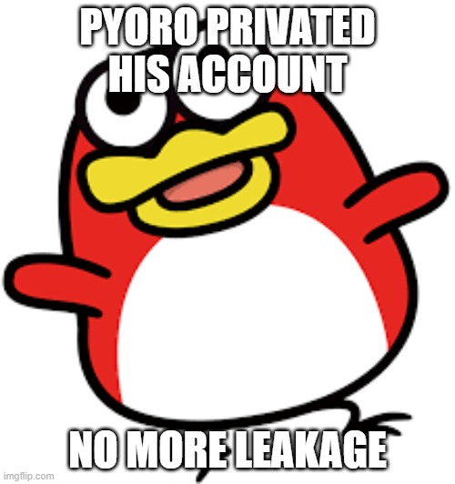 PYORO PRIVATED HIS ACCOUNT; NO MORE LEAKAGE | made w/ Imgflip meme maker