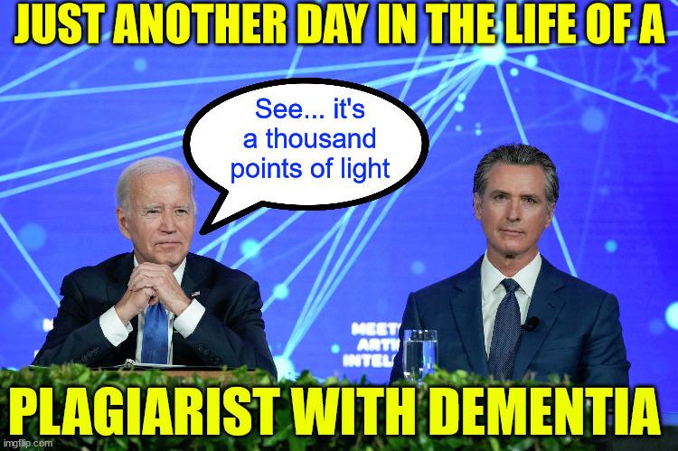 Plagiarist with dementia says the darnest things | JUST ANOTHER DAY IN THE LIFE OF A; See... it's a thousand points of light; PLAGIARIST WITH DEMENTIA | image tagged in dementia joe,notorious plagiarist | made w/ Imgflip meme maker
