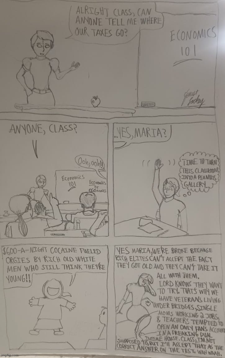 $600 a night (should've drawn them like MLP instead of humans) | image tagged in comics/cartoons,teacher,class,cocaine,orgy,politicians | made w/ Imgflip meme maker