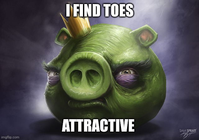 Angry Birds Realistic King Pig | I FIND TOES; ATTRACTIVE | image tagged in angry birds realistic king pig | made w/ Imgflip meme maker