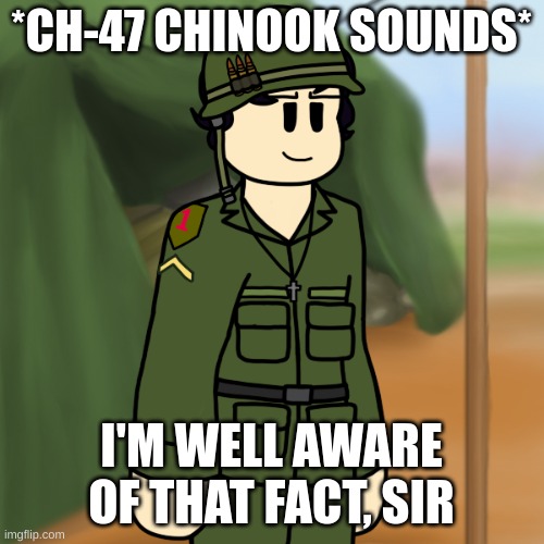 Vam | *CH-47 CHINOOK SOUNDS* I'M WELL AWARE OF THAT FACT, SIR | image tagged in vam | made w/ Imgflip meme maker