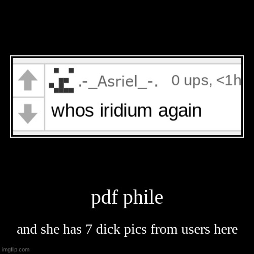 she also tried doxxing me before | pdf phile | and she has 7 dick pics from users here | image tagged in funny,demotivationals | made w/ Imgflip demotivational maker