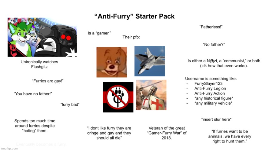 Satire or the truth? (this is just a joke, don't take it seriously) (mod note:i fuckin love flashgitz even tho im a furry) | image tagged in memes,furry,vs,anti furry | made w/ Imgflip meme maker