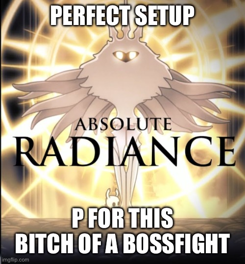 Absolute radiance | PERFECT SETUP P FOR THIS BITCH OF A BOSSFIGHT | image tagged in absolute radiance | made w/ Imgflip meme maker