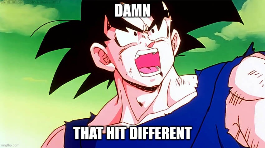 Goku Ya basta Freezer | DAMN THAT HIT DIFFERENT | image tagged in goku ya basta freezer | made w/ Imgflip meme maker