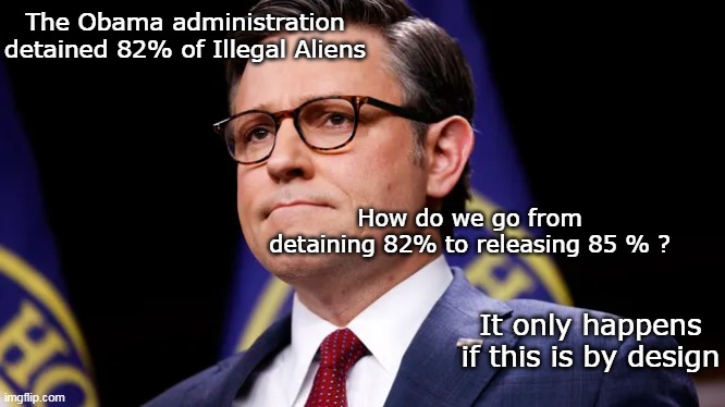 That old Dem "Truth Over Facts" bug a boo    ALWAYS | The Obama administration detained 82% of Illegal Aliens; How do we go from detaining 82% to releasing 85 % ? It only happens if this is by design | image tagged in illegals mike johnson meme | made w/ Imgflip meme maker