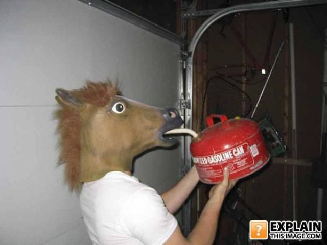 Horse guy drinks gas Blank Meme Template