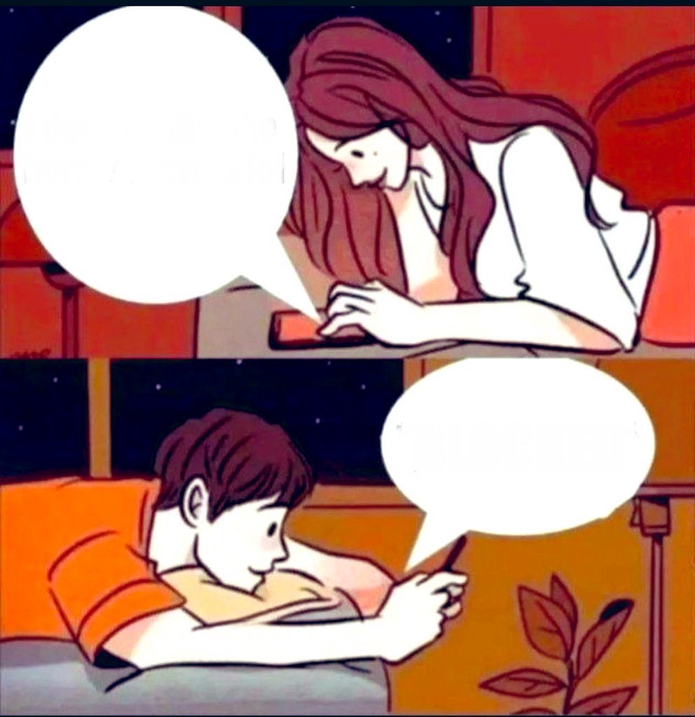 Couple texting Blank Meme Template