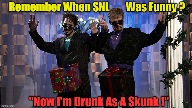 A Nite In The Box | Remember When SNL        Was Funny ? "Now I'm Drunk As A Skunk !" | image tagged in lonely island dick in a box,funny memes,funny | made w/ Imgflip meme maker
