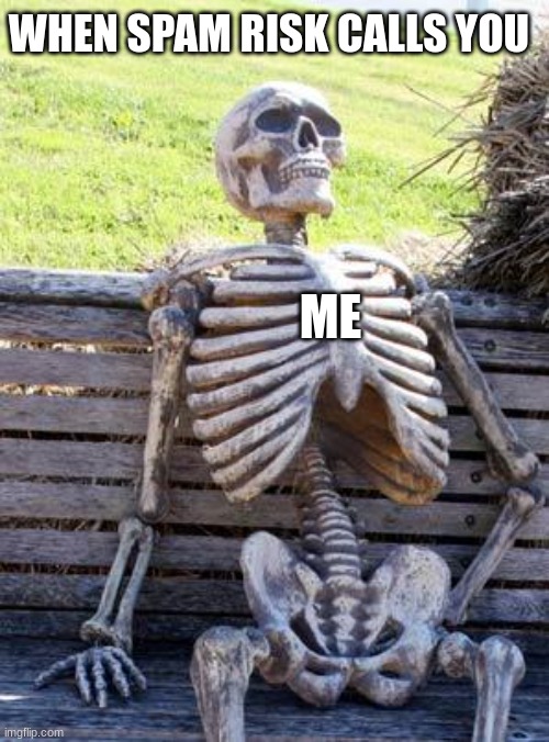 Waiting Skeleton | WHEN SPAM RISK CALLS YOU; ME | image tagged in memes,waiting skeleton | made w/ Imgflip meme maker