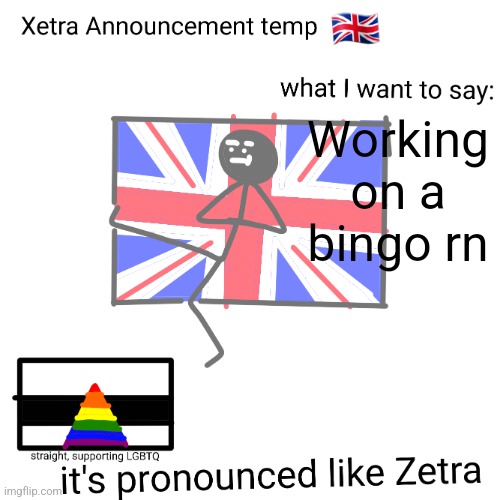 Xetra announcement temp | Working on a bingo rn | image tagged in xetra announcement temp | made w/ Imgflip meme maker