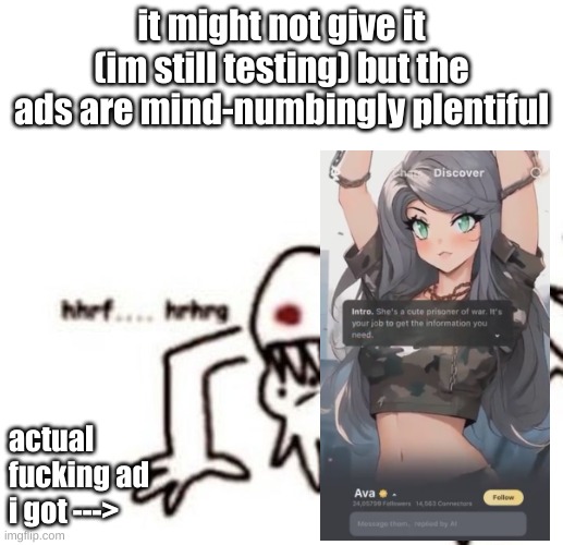 wtf is talkie im so concerned | it might not give it (im still testing) but the ads are mind-numbingly plentiful; actual fucking ad i got ---> | image tagged in r a g e | made w/ Imgflip meme maker