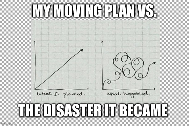 Moving Heck | MY MOVING PLAN VS. THE DISASTER IT BECAME | image tagged in free | made w/ Imgflip meme maker